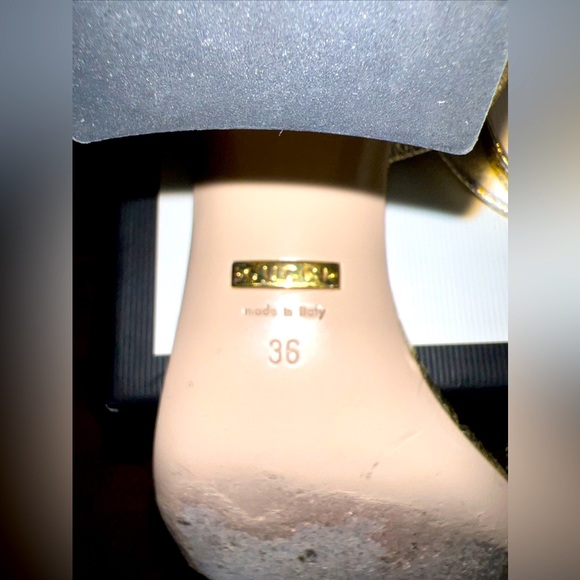 GUCCI Sexy Metallic Laminate Leather Mid Heel Sandal Double US Size 6, with Box. - Picture 14 of 16